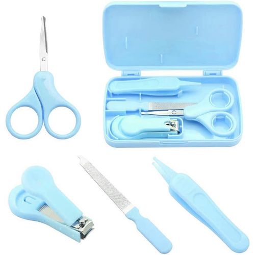 Soins Des Ongles Pour Bébé, Ensemble Bleu 4 En 1, Coupe-Ongles, Ciseaux À Ongles, Lime À Ongles, Pince À Épiler - Soins Pour Nouveau-Nés, Bébés Et Enfants