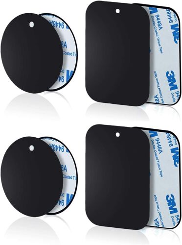 Lot De 8 Plaques Fines De Métal Pour Support De Téléphone Magnétique De Voiture (4 Ronds Et 4 Rectangles)(Q383)