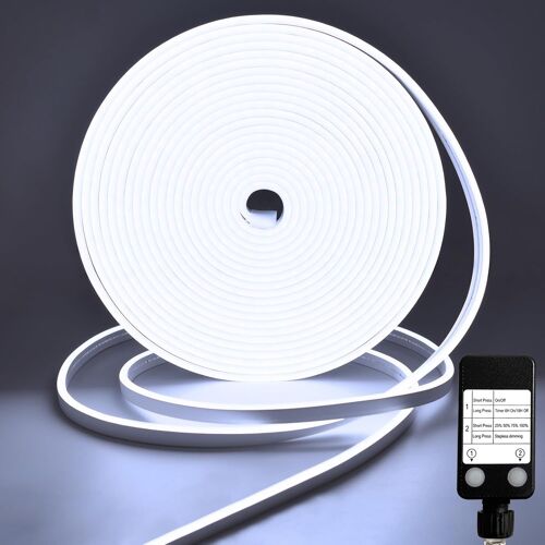 Tzf-Bande Néon Led - 10 M - 6500 K - Blanc - 24 V - Intensité Variable - Design En Silicone - Haute Luminosité - Ultra Flexible - Raccourcit - Diy Flexible - Étanche - Pour Intérieur Et Extérieur