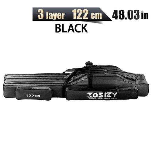 Sac De Canne À Pêche Pliable Portable,Multifonctionnel,Étanche,Pour L'extérieur,Grande Capacité,Sac À Dos Pour Poteau Oxford-1.22m-Noir-3-Layer