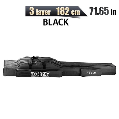 Porte-Canne À Pêche Pliable Et Portable,Sac De Rangement Pour Outils De Moulinet,Étui 122cm/152cm/182cm-182cm 3 Layer Noir