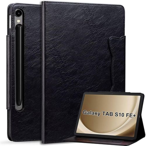 Coque Pour Tablette Pour Tablette Samsung Galaxy Tab S10 Fe+ (13.1 Inch Modèle 2025), En Cuir Synthétique De Qualité Supérieure,Fermeture Magnétique,Porte-Cartes, Résistant Aux Chocs,Noir