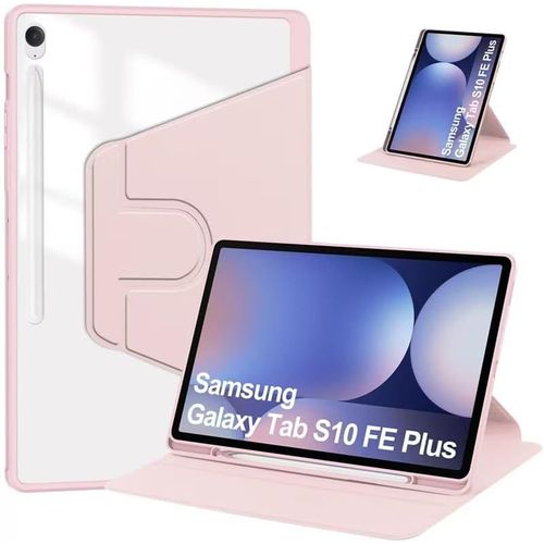 Couvercle Rotatif Coque Pour Samsumg Galaxy Tab S10 Fe Plus / S10 Fe + 13,1 Pouces Avec Porte-Stylo S, Support De Protection Rotatif À 360 Degrés Arrière Transparent (Rose)[Coq9122453]