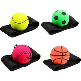 Checarzhn--No1-Balle De Retour Poignet,4 Pcs Neon Balle Avec Elastique Poignet Balles Rebondissantes Pour Poignet Balle Retour Poignet Balles De Bande De Poignet En Caoutchouc Pour Enfants Adultes Ex