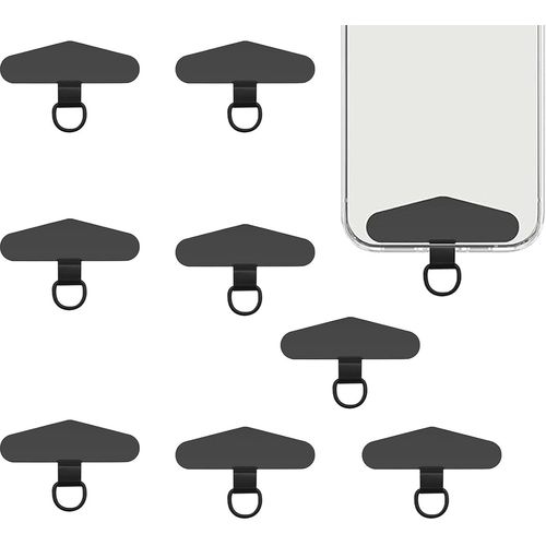 Checarzhn--No1-Lot De 8 Languettes D'attache Universelles En Acier Inoxydable Pour Smartphones - Connecteur De Sangle En Métal Pour Cordons De Téléphone, Languettes De Sécurité Anti-Perte (Noir), Noi