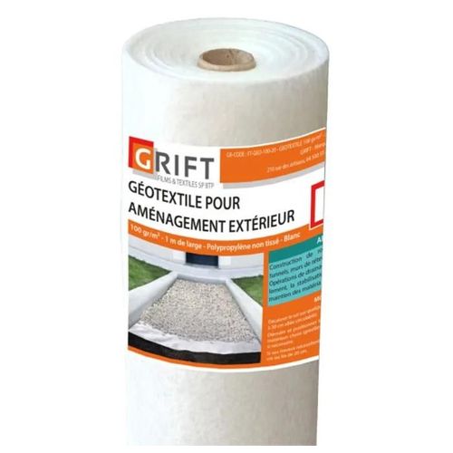 Géotextile - GRIFT - 1m x 40m - 100 gr/m² - Polyéthylène haute ténacité - Feutre textile perméable