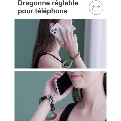 TIANYI-Dragonne pour téléphone,2 Téléphone Cordon patch,Dragonne pour clé, AirPods, appareil photo,Cordelette de poignet(rouge, 30cm)