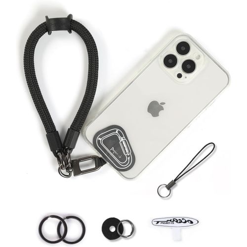 KAL-Dragonne Pour Téléphone,2 Téléphone Cordon Patch,Dragonne Pour Clé, Airpods, Appareil Photo,Cordelette De Poignet(Noir, 40Cm)