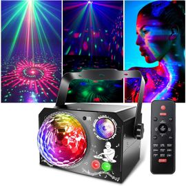 SUBZONAL-Lampe de Scène 4 en 1, Lumière Disco avec Télécommande et Stroboscope, 65 Effets Lumineux RGB UV, USB Lumineux Boule Disco Musique Commande Vocale, Idéal Lumiere pour Soirée, Fête, Karaoké,N