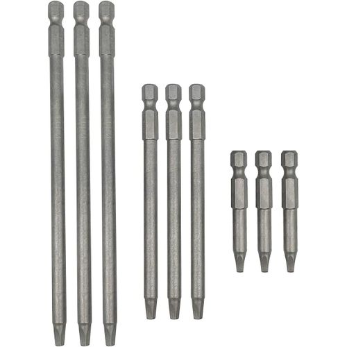 CHECARZHN--NO1-Lot De 9 Embouts De Tournevis Magnétiques Sq2 À Tête Carrée De 6,35 Mm À Tige Hexagonale Carrée Pour Tournevis Électrique De Sécurité 50/100/150 Mm De Longueur