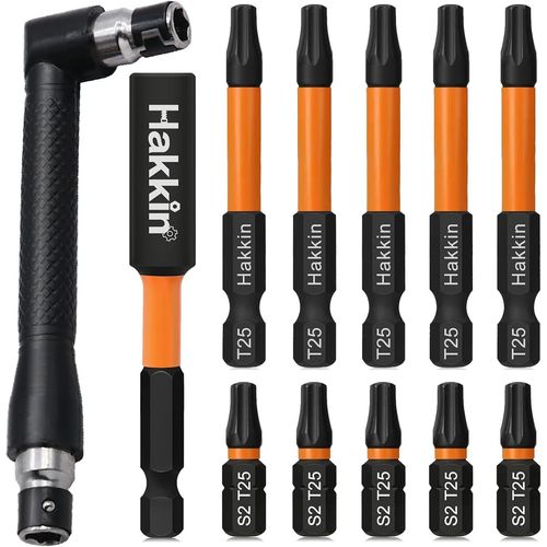 CHECARZHN--NO1-Tx25 Lot De 10 Embouts De Tournevis Longs Pour Visseuse Sans Fil 25 + 60 Mm Tige Hexagonale Magnétique 1/4" Torx Set S2 Acier Tournevis Hexagonal