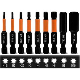 CHECARZHN--NO1-9Pcs 50Mm Embout Allen Visseuse H1.5-H10 Hex Tige Tournevis En Acier S2 Embouts De Tournevis Magnétiques À Queue De 1/4 Pouce