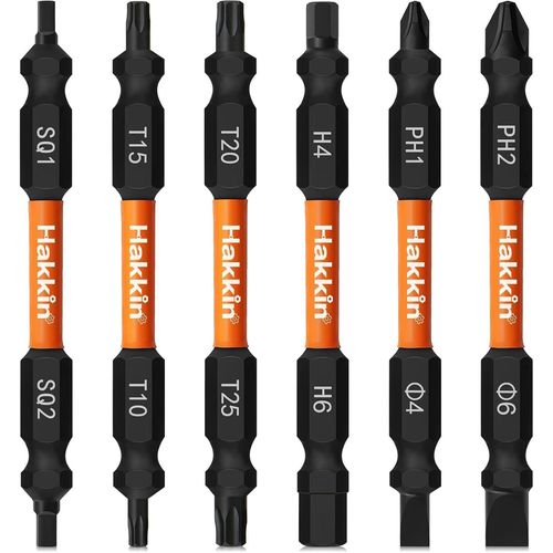 CHECARZHN--NO1-Roberston Lot De 6 Embouts De Tournevis À Double Extrémité En Acier Torx 75 Mm Embouts Longs Carrés Étoile 1/4 Jeu D'Embouts Spéciaux Pour Visseuse Sans Fil Ph2 Ph1 Sl6 Sl4 Sq1 Sq2 T15