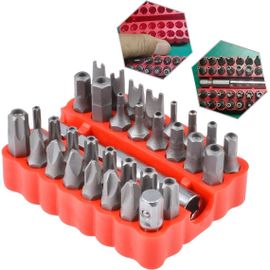 CHECARZHN--NO1-33 Pièces Tête De Tournevis, Kit De Foret Hexagonal À Vis De Sécurité Inviolable Avec Support De Tête De Foret D'Extension Magnétique, Kit De Tournevis Métrique 1/4"" - Boîte Rouge