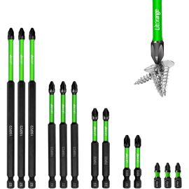 CHECARZHN--NO1-Pz2 Lot De 13 Embouts Magnétiques Pour Visseuse Sans Fil (25 Mm, 50 Mm, 75 Mm, 100 Mm, 150 Mm), Tige Hexagonale 1/4"", Pour Visseuse À Percussion, Phosphide Noir Long