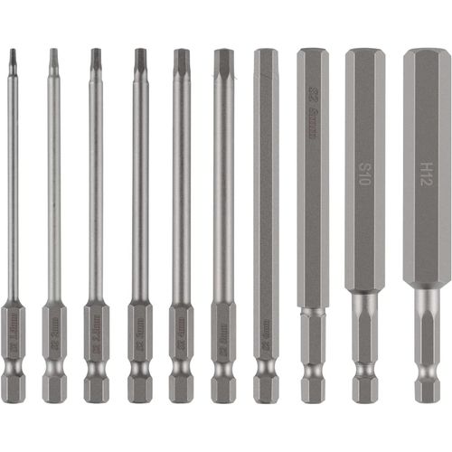 CHECARZHN--NO1-10Pcs Embout Visseuse Long 100Mm, 1,5-12Mm Hex, Embout Allen Tournevis Allen 6 Pans En Acier S2, Embout Btr 1/4