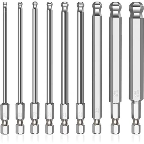 CHECARZHN--NO1-9 Pièces 1/4 Pouce Hex Embout Visseuse Aimanté, 100Mm Embout Visseuse Long Aimanté Pour Les Tournevis Manuel Les Tournevis Électriques (Taille H1,5/2/2,5/3/4/5/6/8/10Mm) (9)