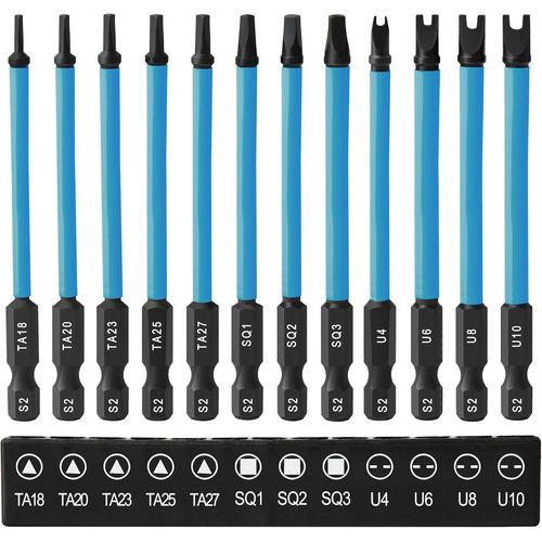 CHECARZHN--NO1-Lot De 12 Embouts De Tournevis Spéciaux Pour Visseuse Sans Fil - 89 Mm - Embouts De Tournevis Triangulaires - Embouts De Tournevis Carrés - Type U - Embouts De Sécurité Spéciaux - Tige
