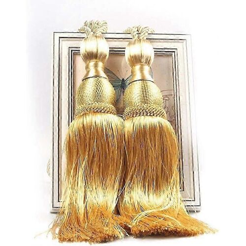 1 paire de pampilles Rideau cravates Home Decor Rideau boule pompon corde boucle (or)