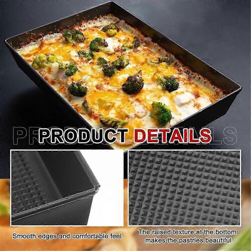 3 Pcs Detroit Style Pizza Pan Plaques À Pizza Rectangulaires Dures Plat À Pizza De Style Sicilien Antiadhésif Pr