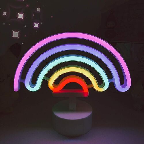 LED Arc en Ciel Enseigne Lumineuse,Veilleuse Nuit au Néon,Néon USB/Piles Sign Decor Light,Murale