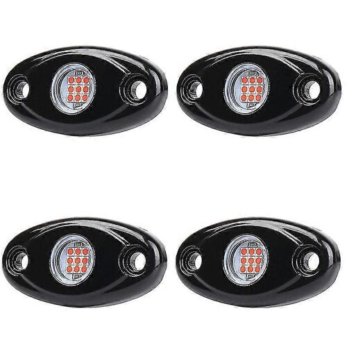 4 Pods Led Rock Lights Kit Étanche Underglow Led Trail Lights Pour Camion Vtt Offroad Boat-Rouge