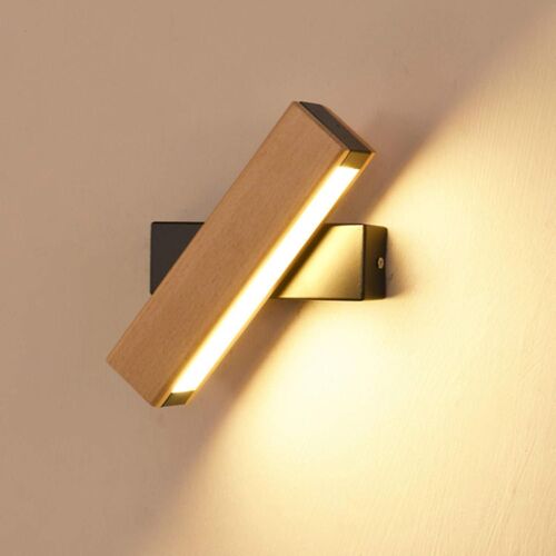 Applique Murale Led,4w 400lm Applique Murale Intérieure En Bois 360° Rotative,3000k Applique Murale Blanc Chaud Pour Lit