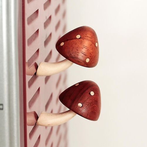 2 Morceaux De Petits Champignons Glace Pâtes Fraîches Petit Champignon Rouge Intéressant Bois Massif Magnétique Refri