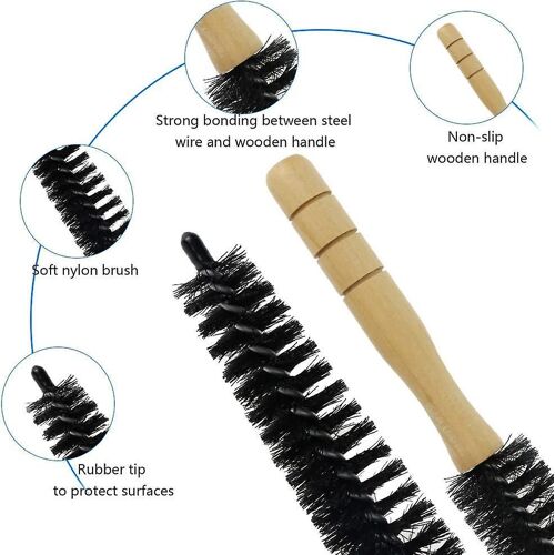 Lot de 2 Brosse de Radiateur Brosse de Nettoyage de Radiateur de 70cm de long et flexible avec manche en bois Adapté f