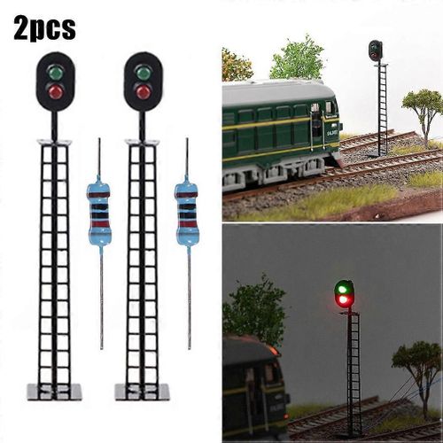 00 Maquette chemin de fer rouge vert 2 aspect signal lumineux 3/12 volt DC OO GAUGE Pré câblé bâtiment sable table modèles Train paysage rue
