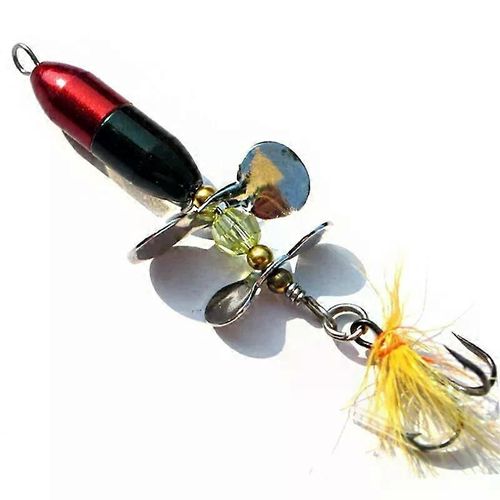 Leurre De Pêche À Paillettes Rotatif Double Hélice 10g / 7cm Spinner Wobbler Bait Avec Plume Matériel De Pêche Pour Bar Truite Perche Brochet
