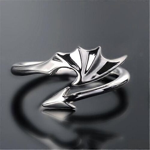 Noir Blanc Couple Paires Bagues Pour Les Amoureux Mode Punk Doigt Gothique Evil Vampire Ailes Flèche Femmes Bijoux