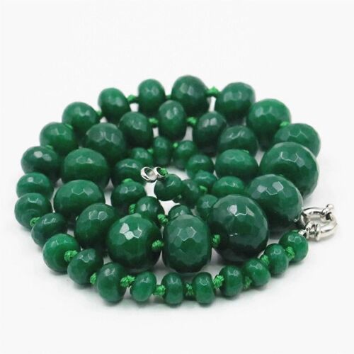 8-20mm Naturel Vert Foncé Jade Calcédoine Perles Collier À Face Femmes Fille Pierre Diy Mode Fabrication De Bijoux Design Cadeaux De Noël