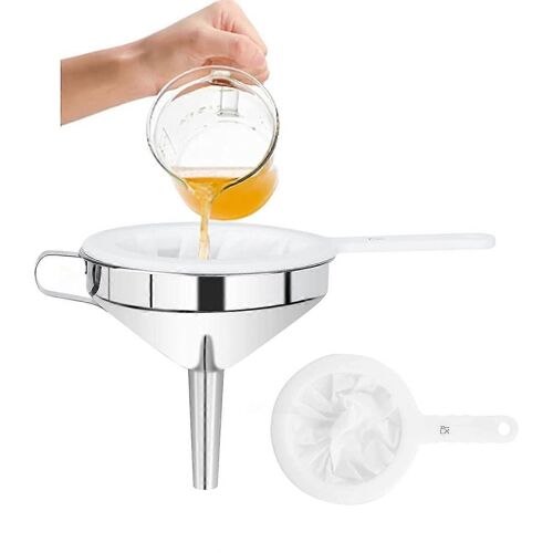 Entonnoir En Acier Inoxydable 304 Avec Passoire Pour Le Remplissage De Bouteilles Entonnoir De Cuisine Pour Aliments De Cuisine Avec Filtre En Nylon Passoire Pour Filtre À Jus D'huile