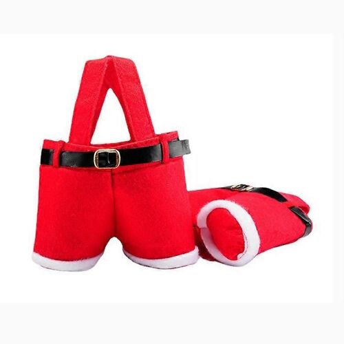 Décorations de fête de Noël Petit pantalon sac à bonbons Sac fourre-tout Bouteille de vin manche Sac à coca Père Noël pantalon sac à main