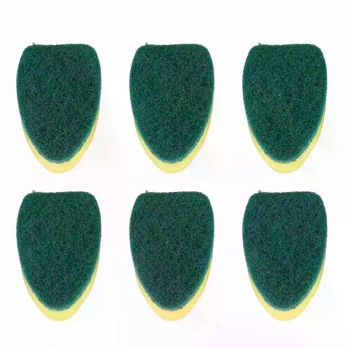 Paquet de 6 baguettes à vaisselle recharges têtes d'éponge baguette à vaisselle brosse éponge de rechange tampons à vaisselle pour brosse de nettoyage de cuisine