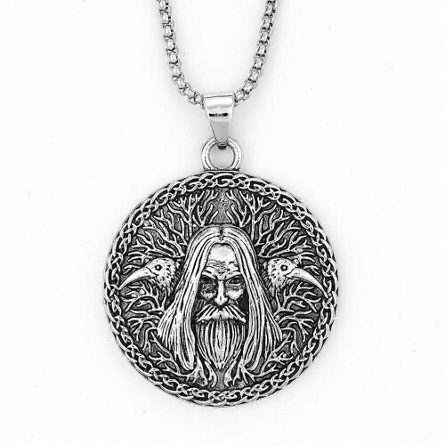 Rond Sorcier Nordique Vieux Corbeau Pendentif Collier Charmant Homme S Nouveau Mode Rétro Bijoux Accessoires Festival Cadeau