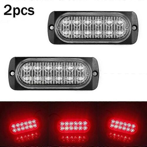2pcs Universal Arrière Rouge Brouillard 12 Led Lampe Lumière 12v24v Pour Camion Voiture Van Bus Cabine Led Urgent Lumière Auto Pièces