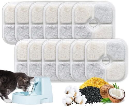 Filtre Fontaine Eau Chat, 12 Pcs Filtre Fontaine Chat Fontaine À Eau Pour Chat Compatible Avec Catit Pixi Ompatibles Pour Convient Fontaines Et Chats De 2,5l