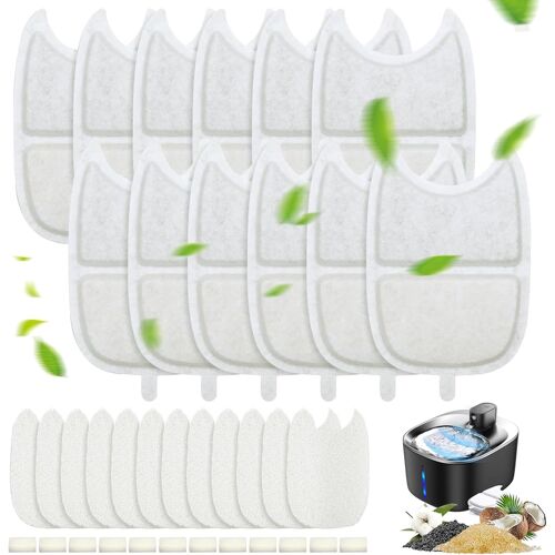 Lot De 12 Filtres Pour Fontaine À Chat De 4l,12 Filtres À Charbon Et 24 Filtres En Mousse Pour Fontaine À Chat De 4l,Filtre De Rechange Avec Résine Et Charbon Actif