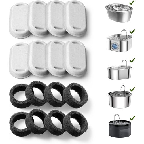 Remplacement Du Filtre X 8, Fontaine À Eau Pour Chat, Sus 304 En Acier Inoxydable, Lave-Vaisselle, Débit D'eau Réglable, Ultra-Silencieuse