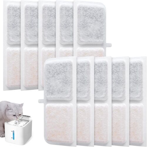 Lot De 10 Filtres De Rechange Pour Fontaine À Eau Pour Chat - Filtre Pour Fontaine À Chat À Piles Avec Détecteur De Mouvement - Filtre Avec Résine Au Charbon Actif