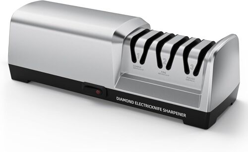 Aiguiseur De Couteaux Électrique Professionnel À 3 Niveaux, Disques Diamantés, Protection Contre La Surchauffe, Moteur Silencieux, Affûtage Rapide Pour Couteaux De Cuisine