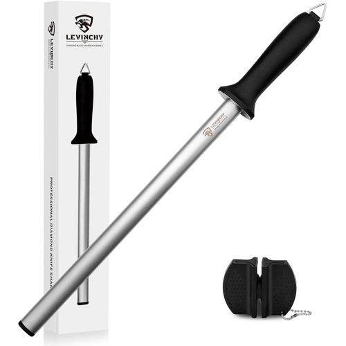 Meimie-Acier Diamanté 30,5cm Acier D'aiguisage De Couteaux De Qualité Supérieure,Tige D'affûtage,Aiguiseur De Couteaux Professionnel,Léger Et Durable