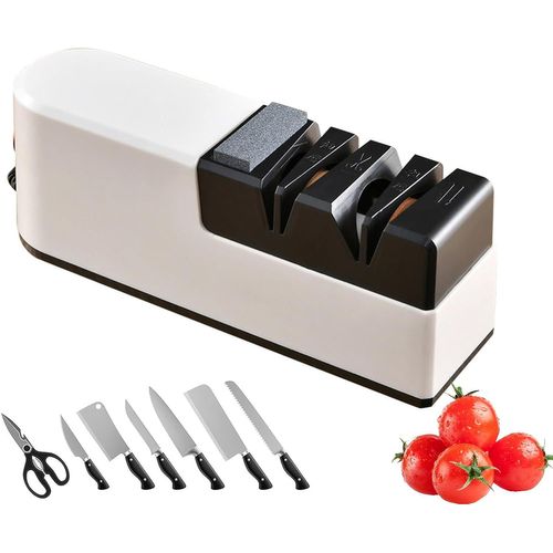 Affûteuse De Couteaux Électrique, Aiguiseur Couteaux Professionnel Avec 3 Étapes D'affûtage, Aiguisage Grossier Et Fin, Aiguisoir Électrique Pour Ciseaux, Couteaux De Cuisine, Couteaux À Fruits