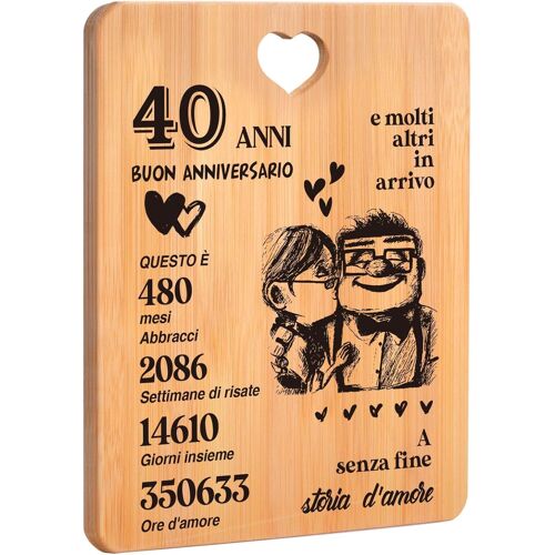 Cadeau 40 Ans Mariage, 40 Ans Mariage Anniversaire, Cadeau 40 Anniversaire Pour Elle, Cadeaux De Mariage Rubis, Planche À Découper En Bambou.