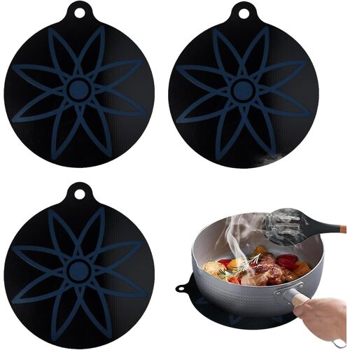 Tapis Plaque Induction,3 Pièces Protege Plaque Induction,Changement De Couleur Thermosensible,Protection Plaque Induction En Silicone,Anti-Dérapant,Anti-Tache Et Anti-Rayure,24x26cm