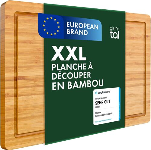 Mevronisshop-Planche A Decouper Bois Bambou - Planche À Découper Avec Rainure À Jus - Accessoire Cuisine - Grande Taille (43,5x29,5cm)