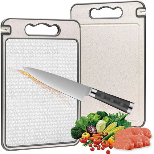 Bilatéral Stainless Steel Cutting Board, Planche À Découper,Cutting Board Double Sided,Acier Inoxydable D'un Côté Et Plastique De L'autre,Antidérapant Et Anticorrosion