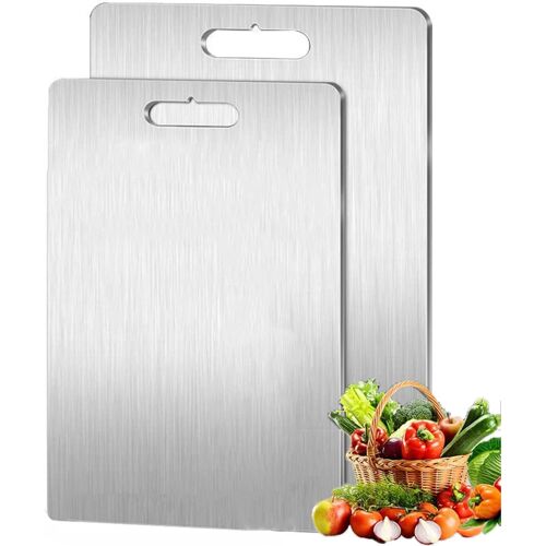 Lot de 3 planches à découper en titane antidérapant et anti-adhésif Qualité alimentaire Tapis de découpe en titane pour viande, légumes (2, XL)